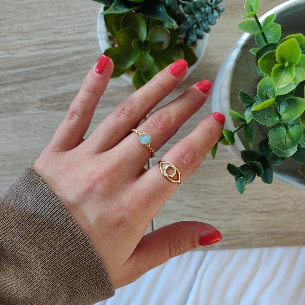 3/$20 AQUAMARINE CRYSTAL RING - Picture 2 of 3